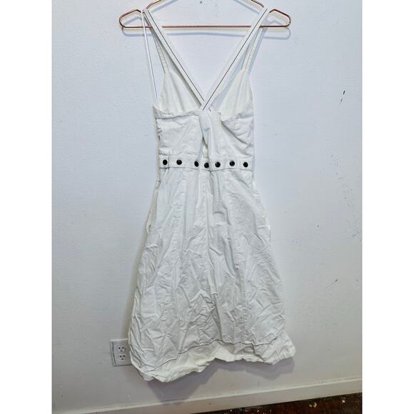 PROENZA SCHOULER White Exposed Zipper Button Detail Sleeveless Sundress Size 2 - Picture 4 of 13